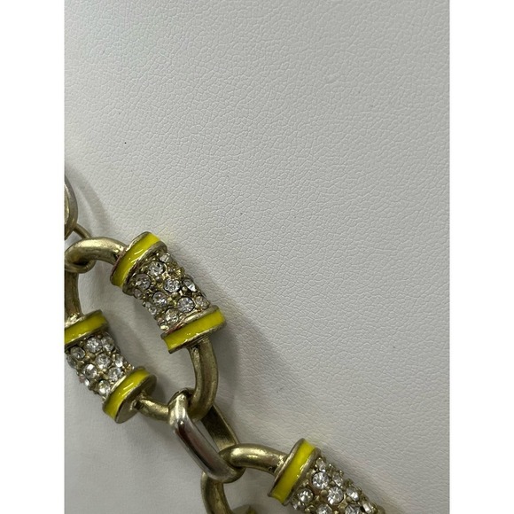 J. Crew Gold Tone Yellow Enamel Pave Rhinestone Long Necklace - Picture 3 of 12
